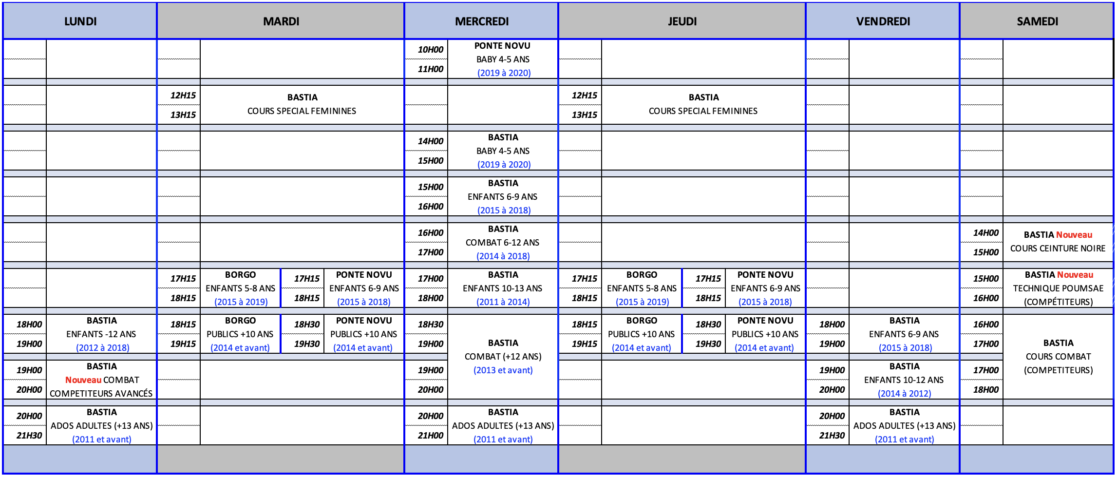 horaires TOUS
